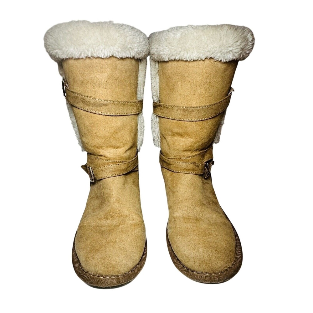 MICHAEL KORS Shyla Shearling Mid Calf Tan Faux Fur Boots Women's SIZE 5